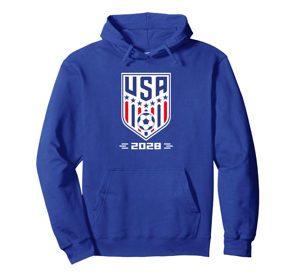 American Flag Soccer Soccer 2028 Hoodie - Graphic Print for Adults