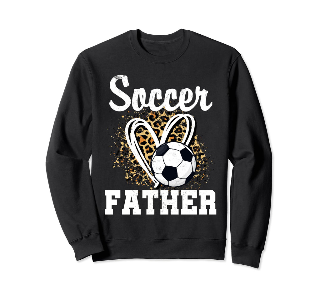 Soccer Father Leopard Heart Matching Sweatshirt - Graphic Print for Adults