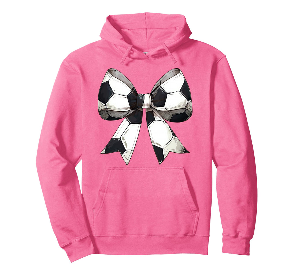 Coquette Bow Soccer Ball Pattern Mothers Hoodie - Graphic Print for Adults