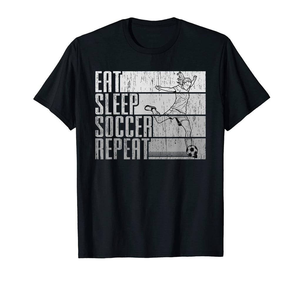 Eat Sleep Soccer Repeat Funny T-Shirt - Custom Art Print for Adults