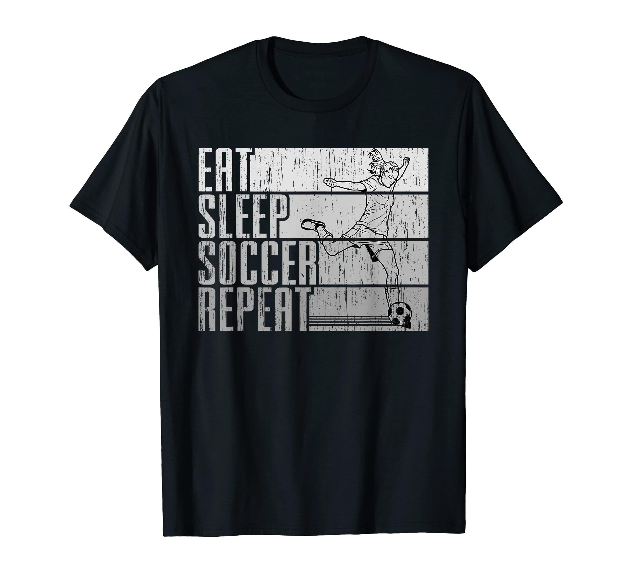 Eat Sleep Soccer Repeat Funny T-Shirt - Custom Art Print for Adults