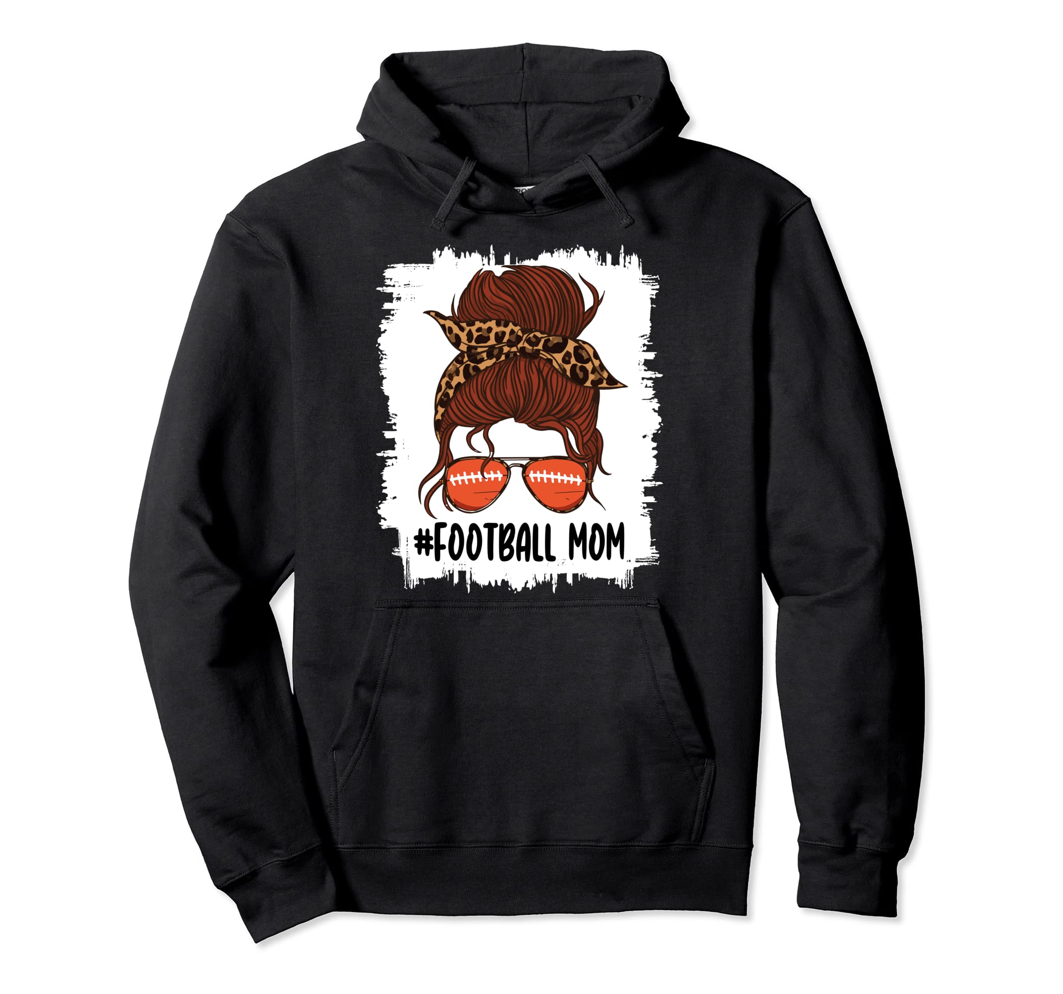 Messy Bun Football Mom Life Leopard Hoodie - Fun Novelty Design for Adults