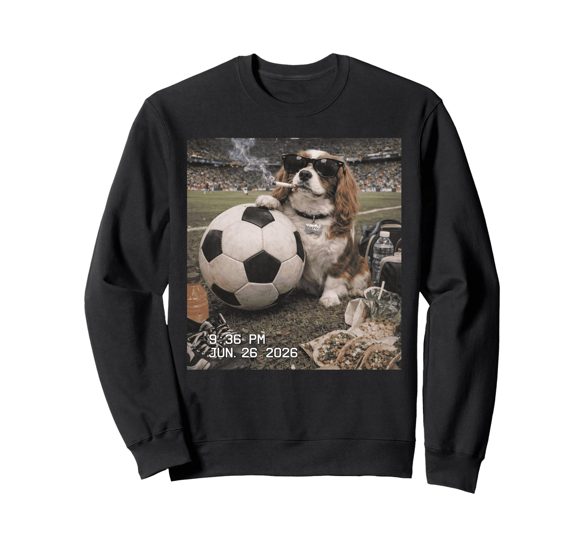 Funny Dog Smoking Sunglasses Soccer Sweatshirt - Graphic Print for Adults