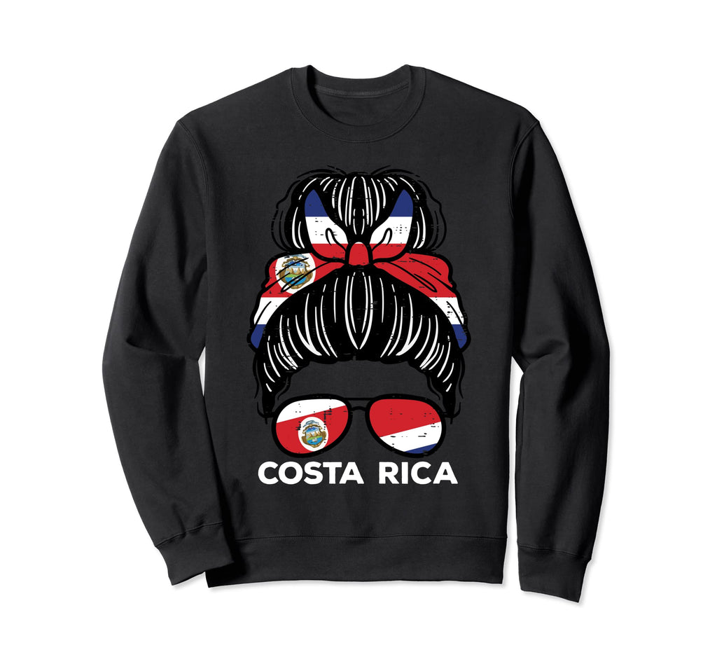 Costa Rica Rican Flag Hairbun Sweatshirt - Casual Everyday Wear for Adults
