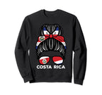 Costa Rica Rican Flag Hairbun Sweatshirt - Casual Everyday Wear for Adults
