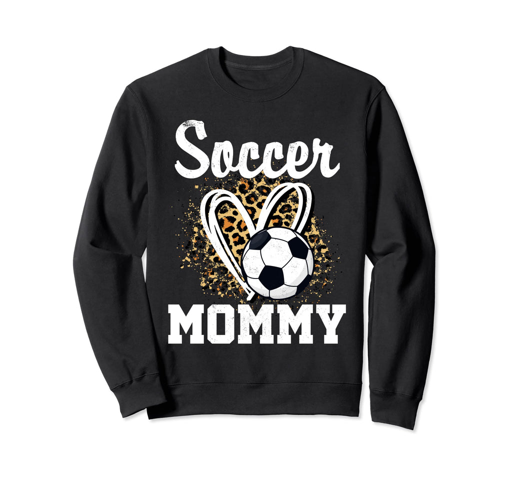 Soccer Mom Leopard Heart Soccer Fan Hoodie - Minimalist Print for Adults