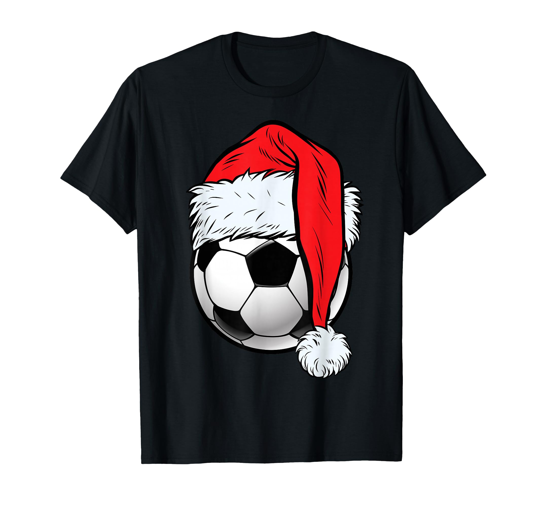 Soccer Ball Santa Hat Funny Sports T-Shirt - Custom Art Print Unisex