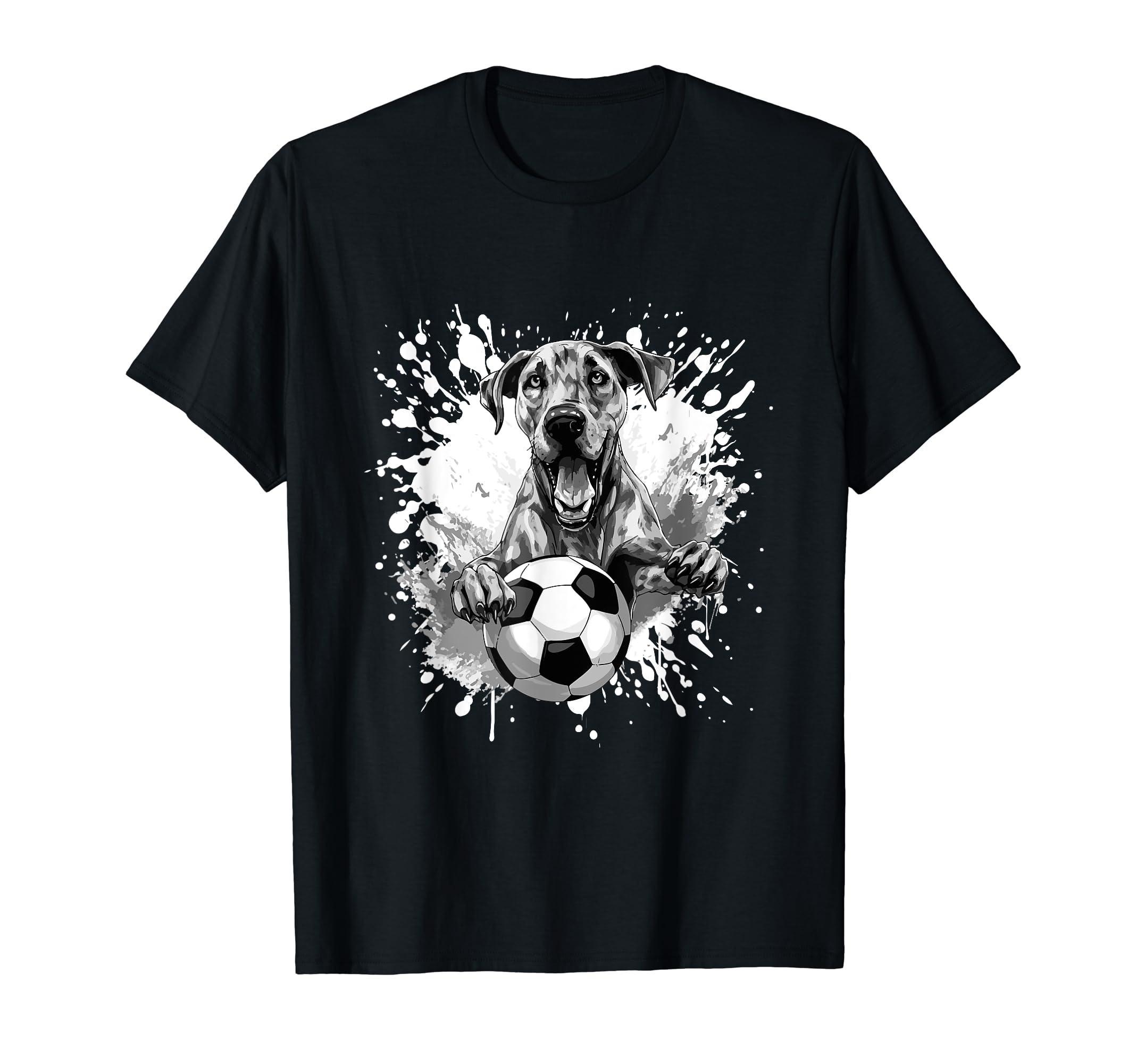 Great Dane Dog Playing Soccer Team Sports T-Shirt - Trendy Graphic Unisex