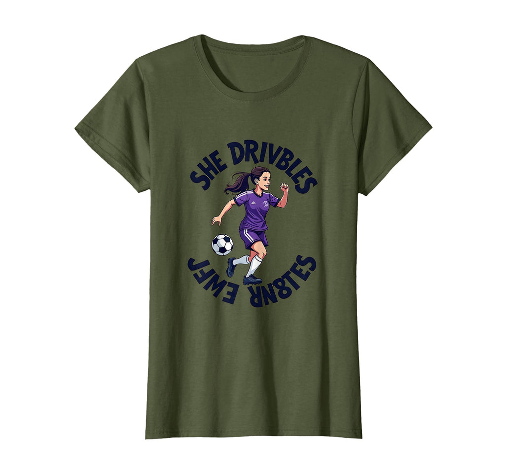 She Dribbles Ball Football Is Life Sweatshirt - Trendy Graphic for Adults