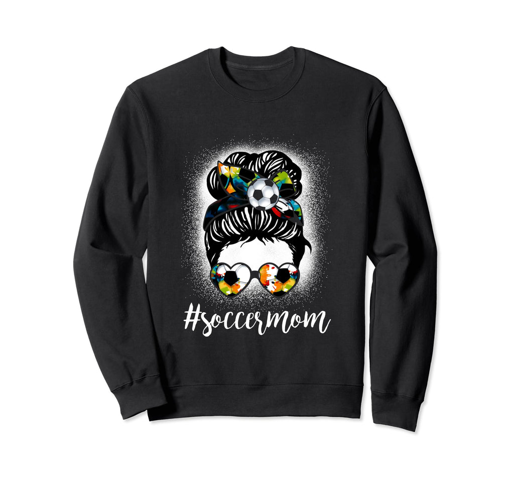 Soccer Mom Messy Bun Soccer Lover Sweatshirt - Minimalist Print for Adults