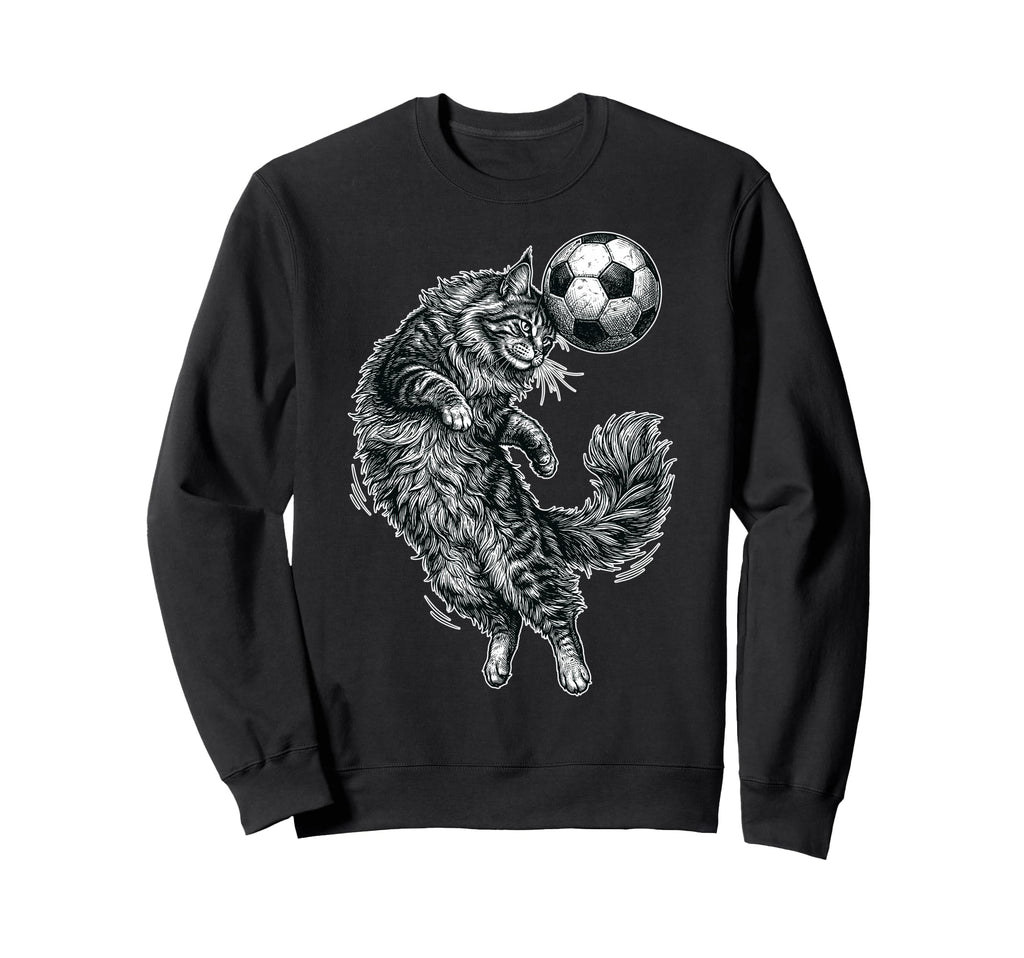 Soccer Cat Acrobat Feline Sweatshirt - Custom Art Print for Adults