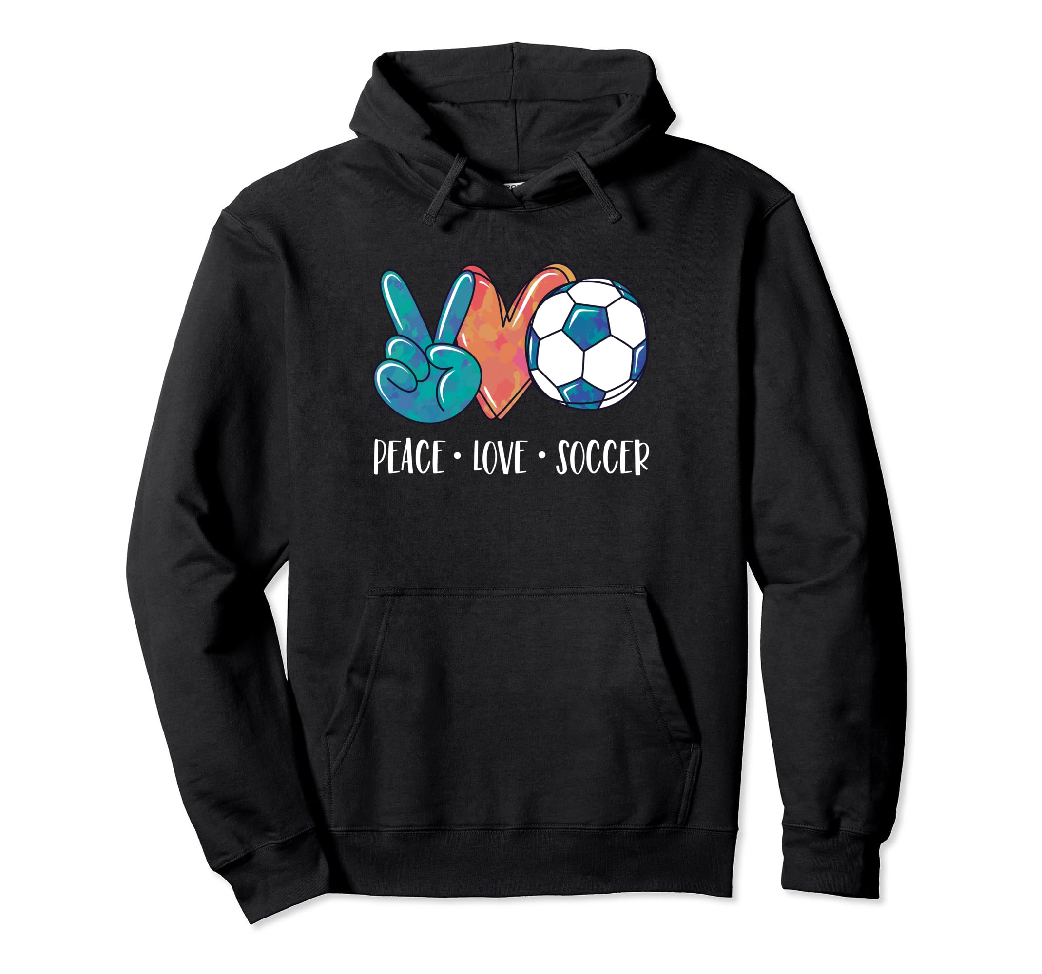 Soccer Lovers Peace Love Soccer Tie Dye Hoodie - Unique Graphic Unisex