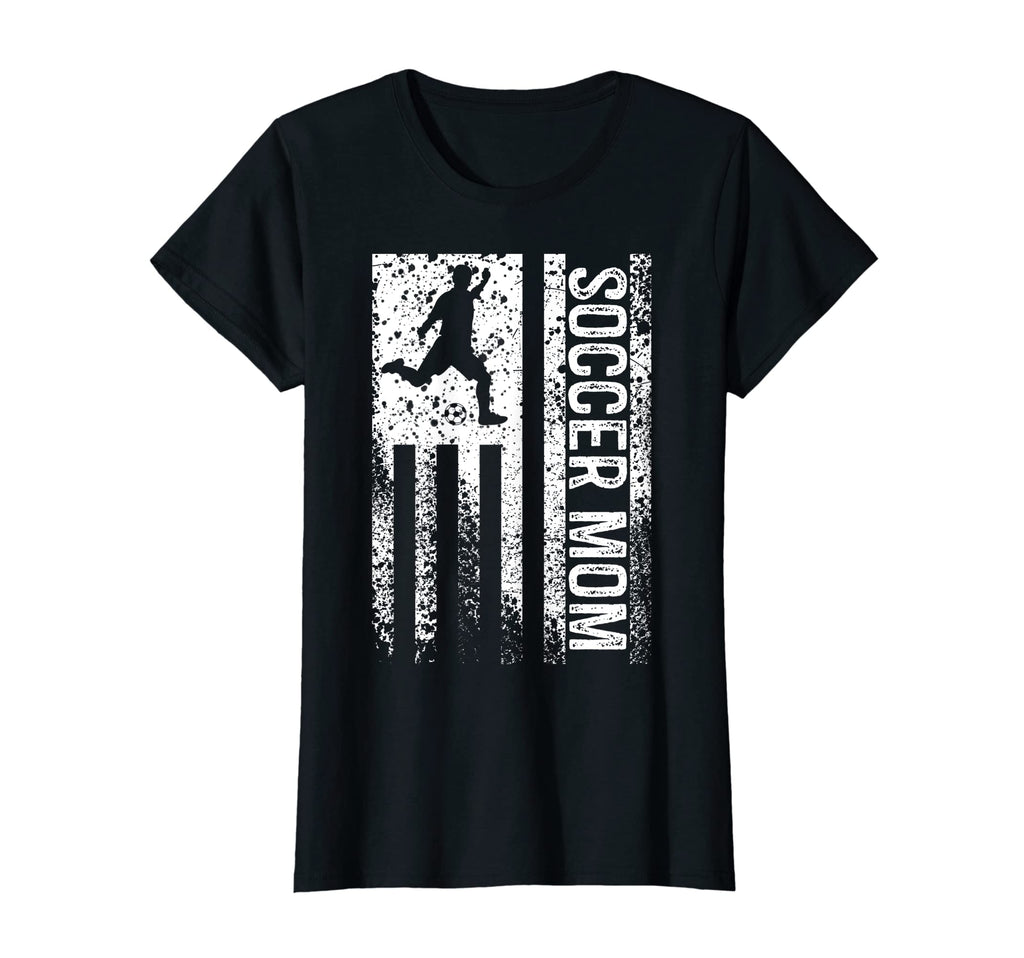 Soccer Mom American Flag Proud Soccer T-Shirt - Unique Graphic for Adults