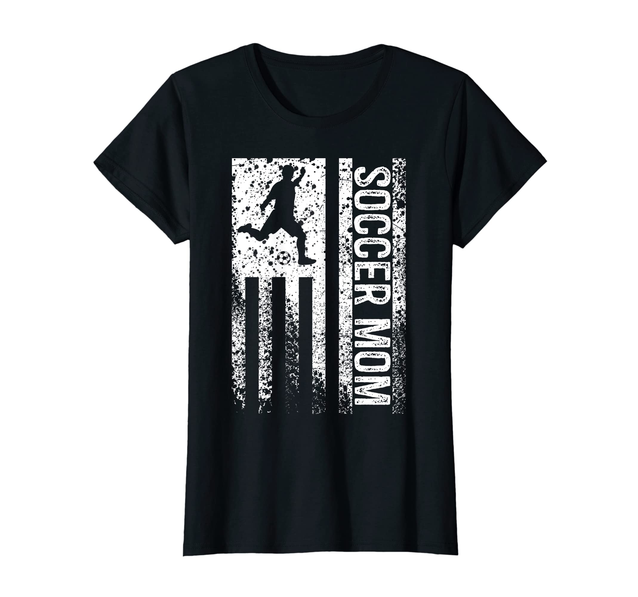 Soccer Mom American Flag Proud Soccer T-Shirt - Unique Graphic for Adults