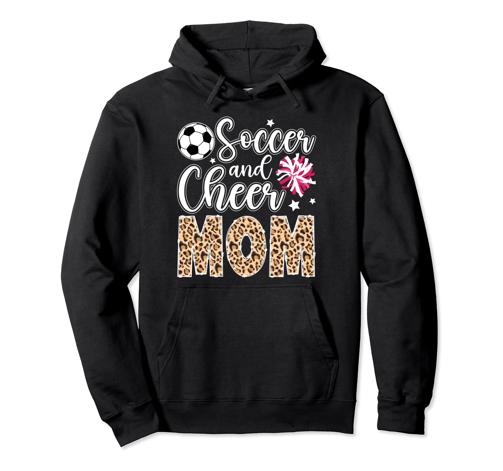 Soccer And Cheer Mom Leopard Hoodie - Casual Everyday Wear for Adults