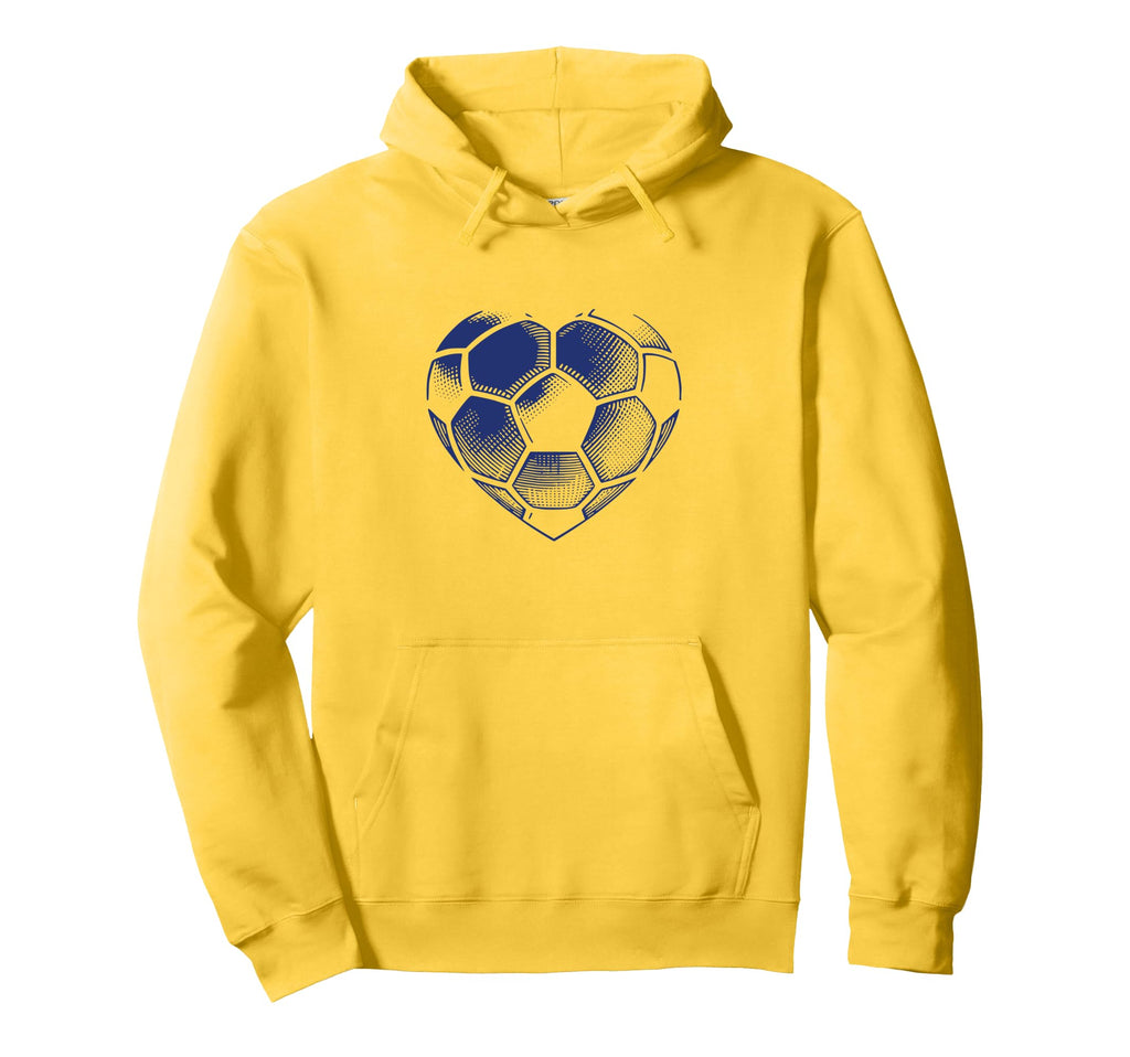 Soccer Ball Blue Color Heart Mom Hoodie - Fun Novelty Design for Adults