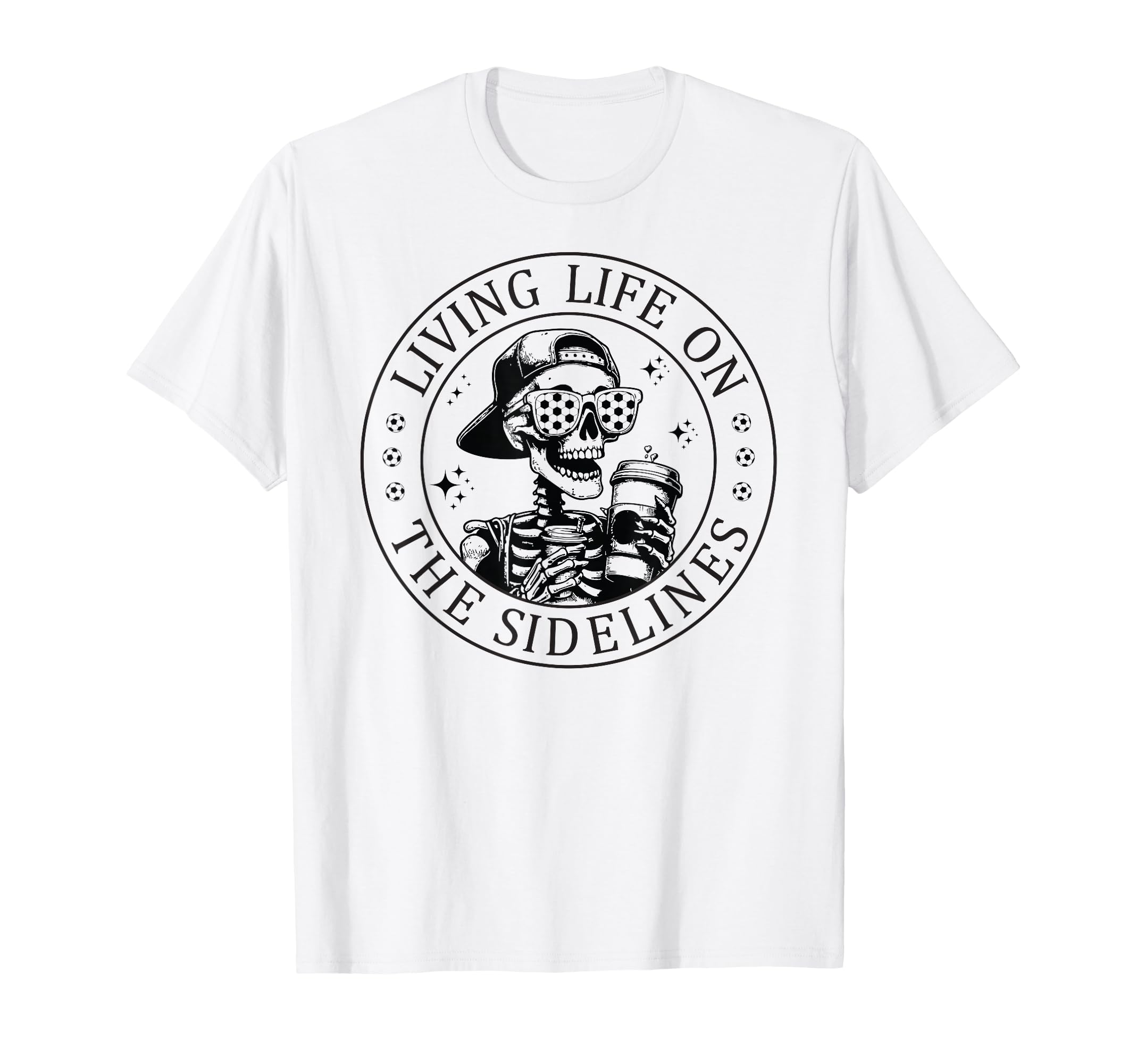 Skeleton Soccer Mom Coffee Living Life T-Shirt - Graphic Print Unisex