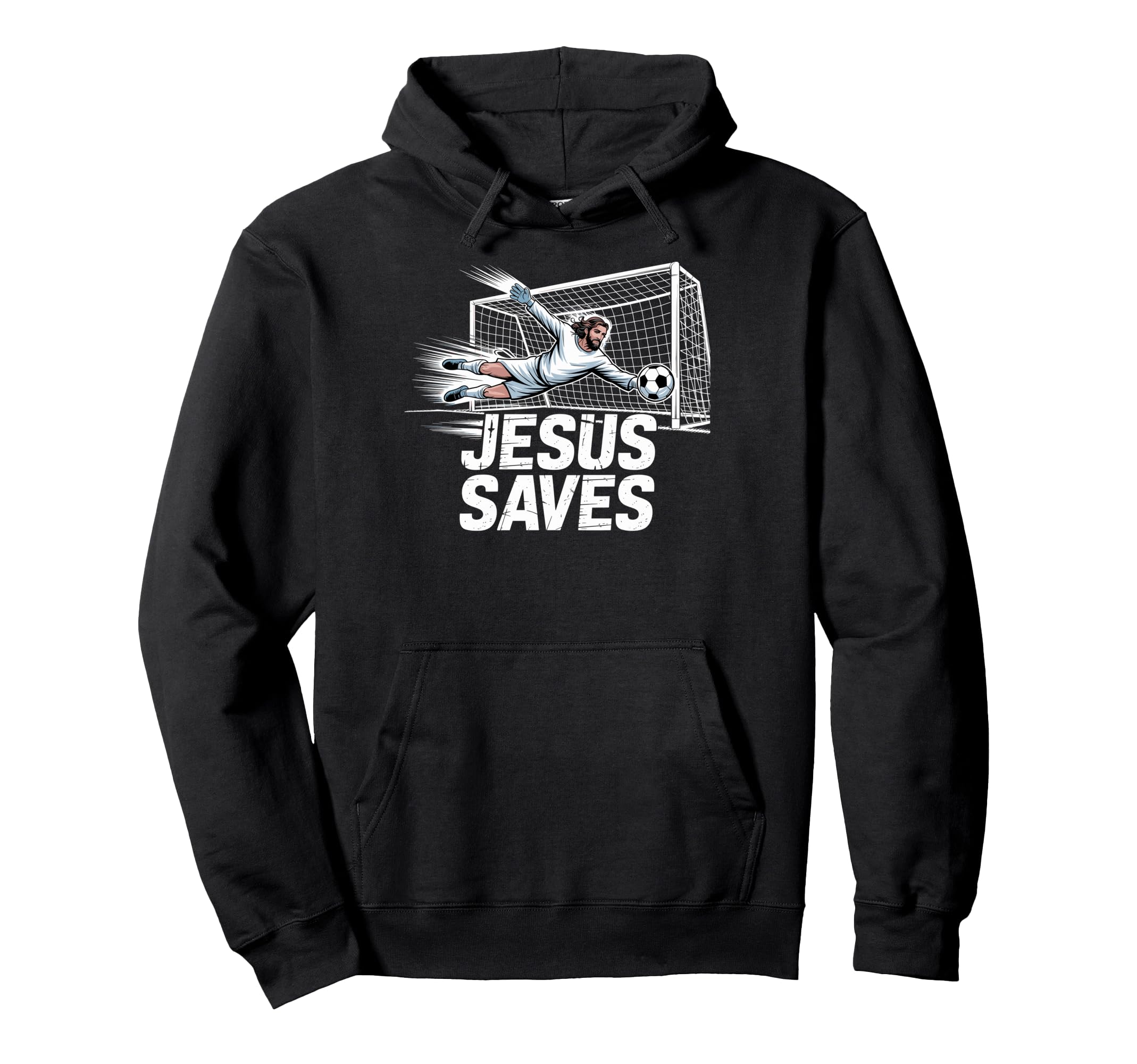 Soccer Goalie Goalkeeper Jesus Saves Hoodie - Trendy Graphic for Adults