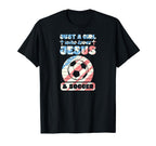 Just Who Loves Jesus And Soccer T-Shirt - Aesthetic Graphic for Adults