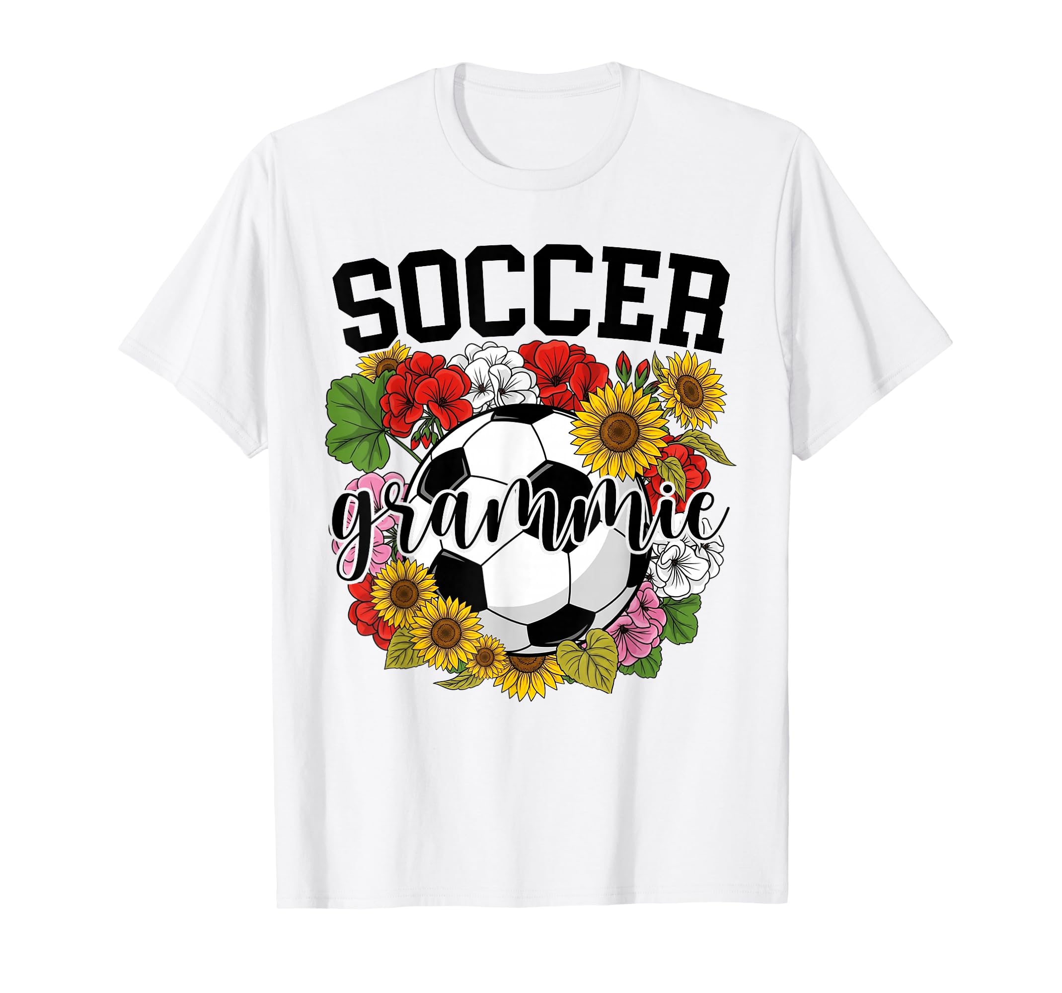 Soccer Grammie Flower Mothers Day Soccer T-Shirt - Graphic Print Unisex