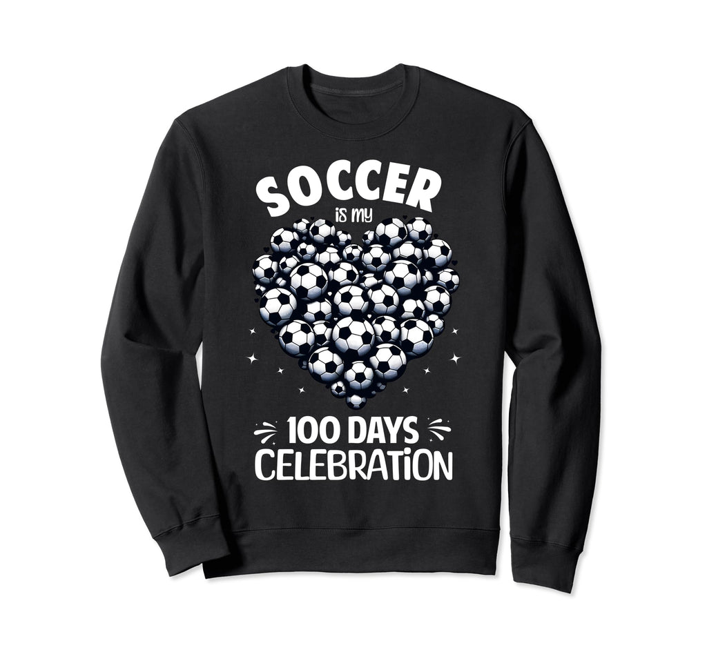 100 Days School Soccer Heart Sweatshirt - Fun Novelty Design for Adults