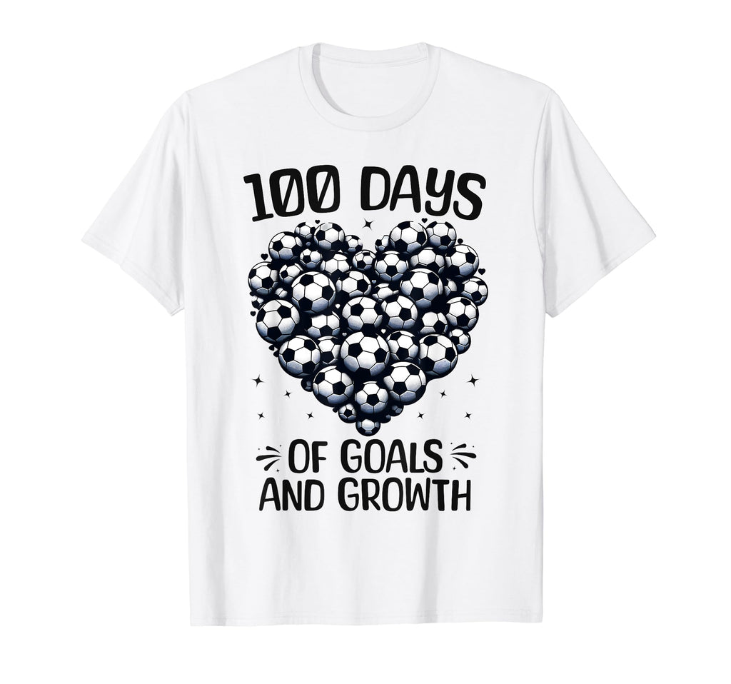 100 Days School Soccer Heart Love T-Shirt - Casual Everyday Wear Men Women