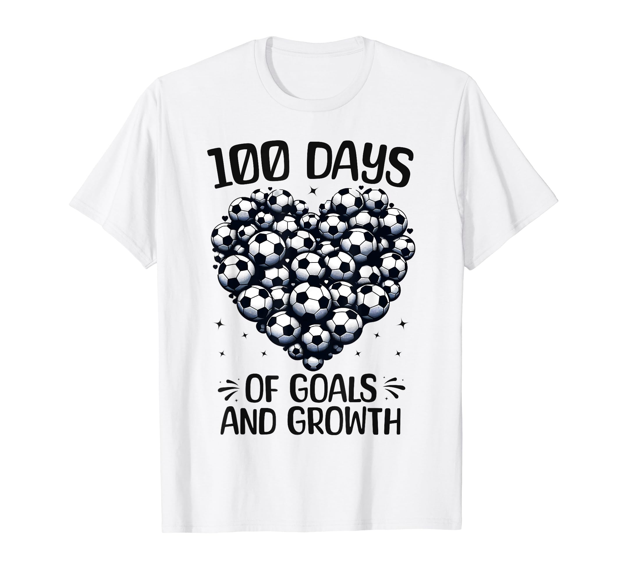 100 Days School Soccer Heart Love T-Shirt - Casual Everyday Wear Men Women