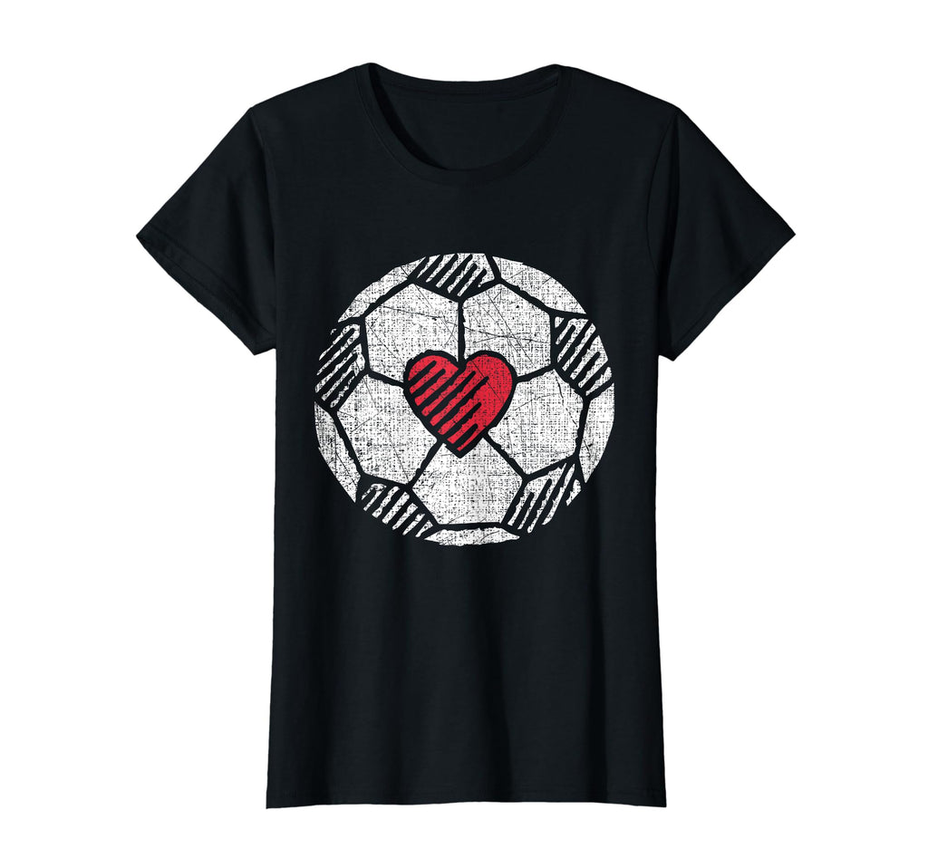 I Love Soccer Ball Red Heart Player T-Shirt - Custom Art Print for Adults