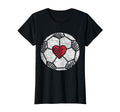 I Love Soccer Ball Red Heart Player T-Shirt - Custom Art Print for Adults