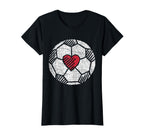 I Love Soccer Ball Red Heart Player T-Shirt - Custom Art Print for Adults