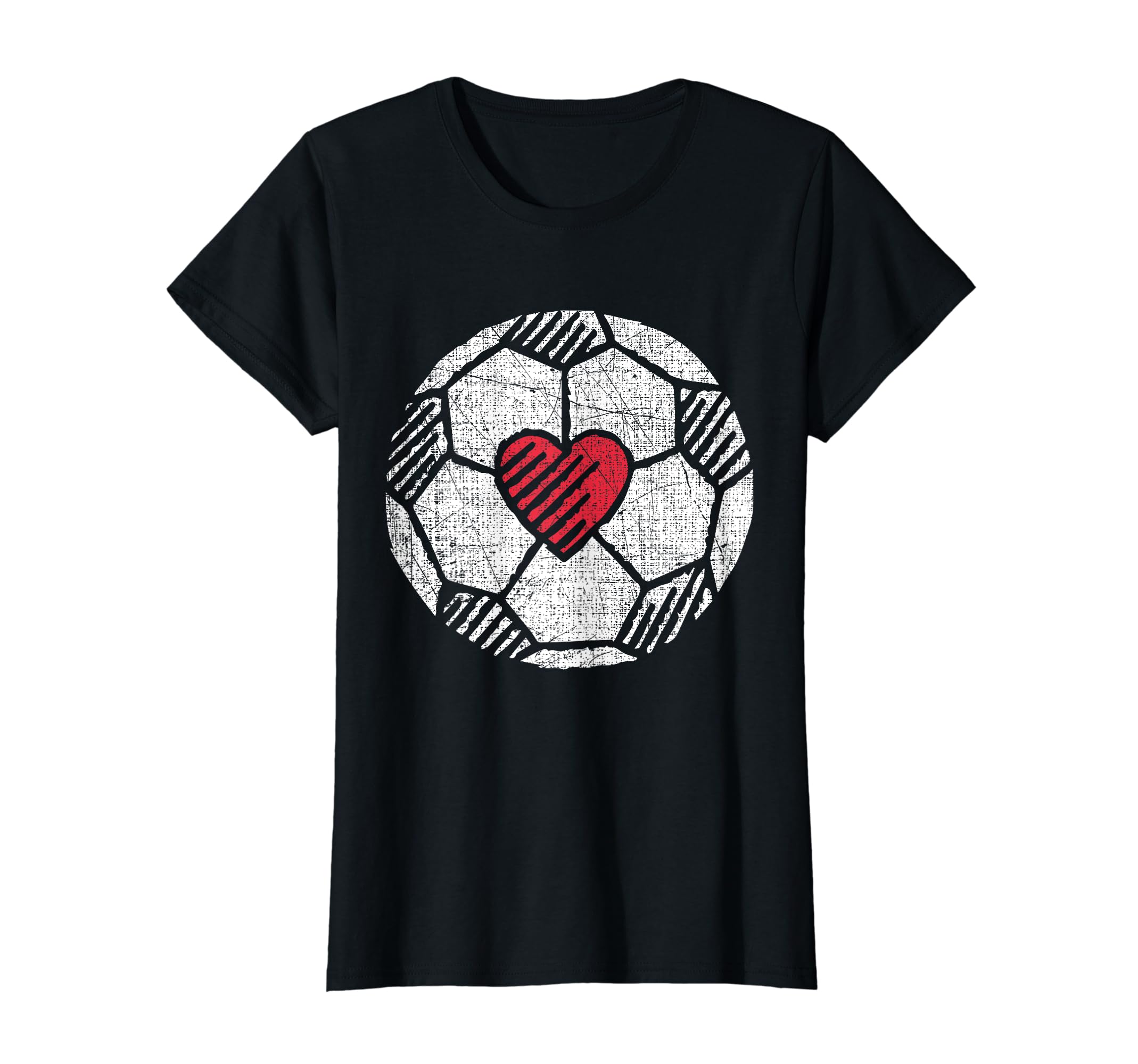 I Love Soccer Ball Red Heart Player T-Shirt - Custom Art Print for Adults