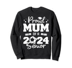 Proud Mum 2024 Senior Funny Soccer Sweatshirt - Novelty Apparel for Adults