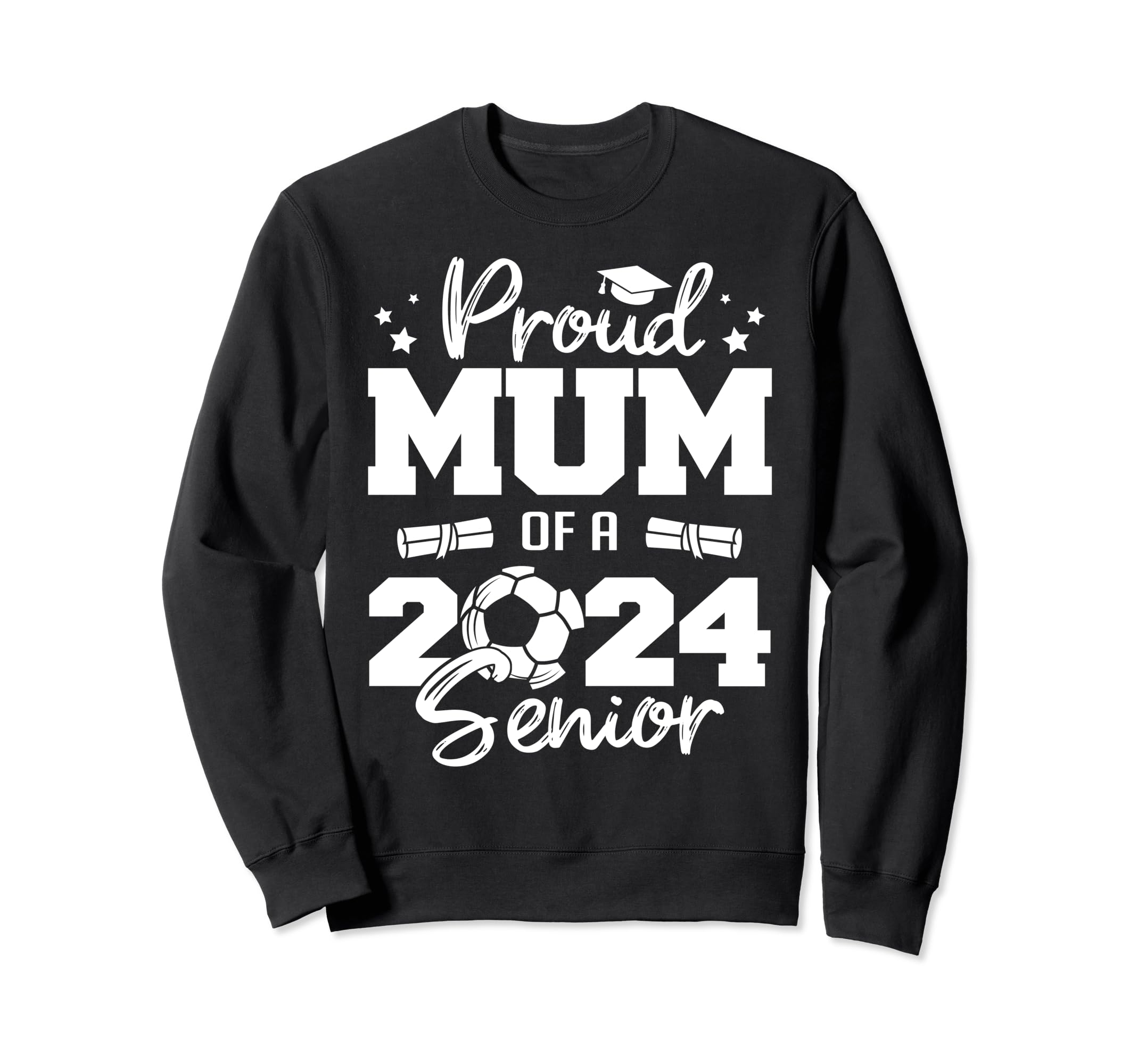 Proud Mum 2024 Senior Funny Soccer Sweatshirt - Novelty Apparel for Adults