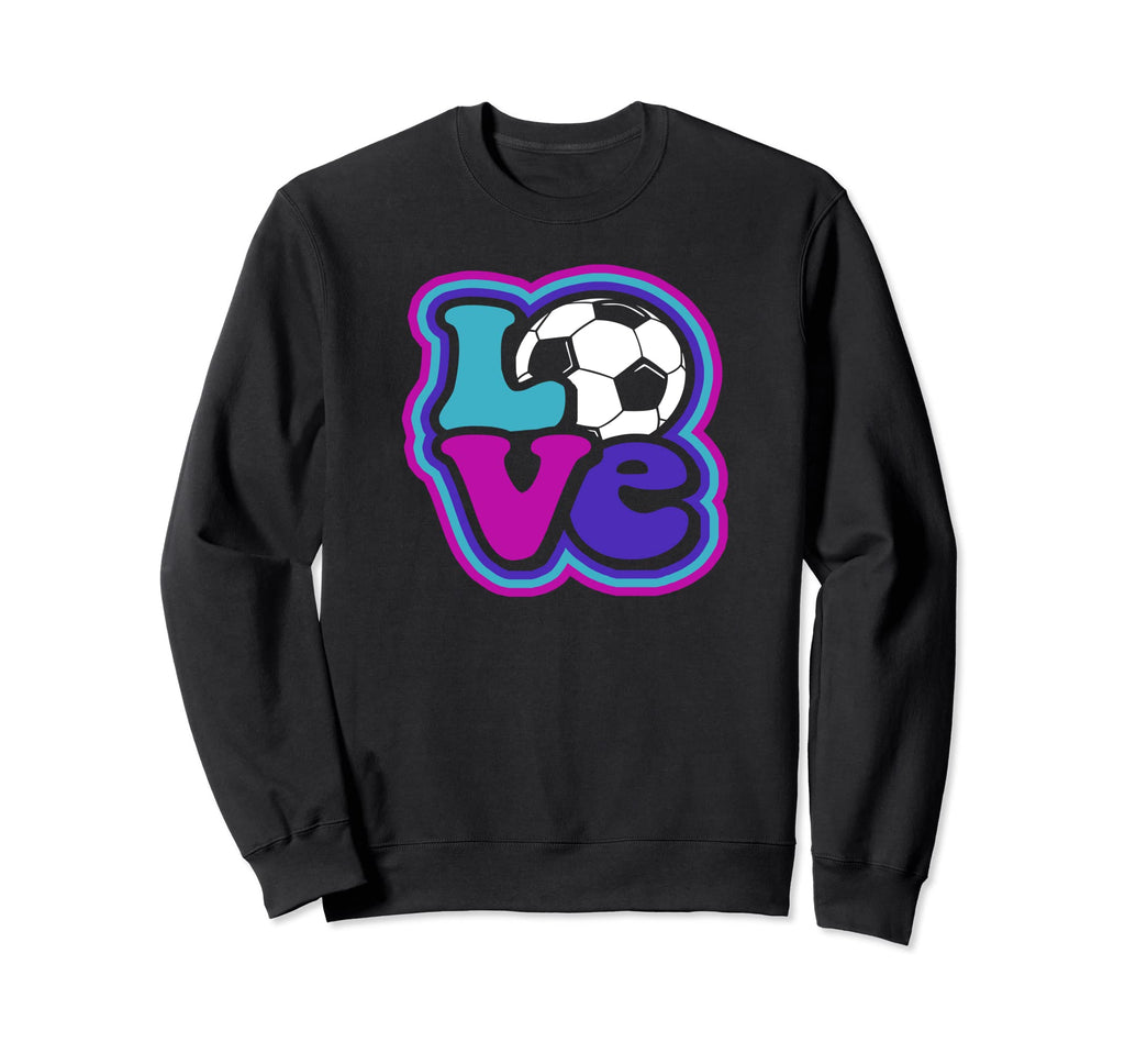 Soccer Love Teen Blue Purple Sweatshirt - Minimalist Print for Adults