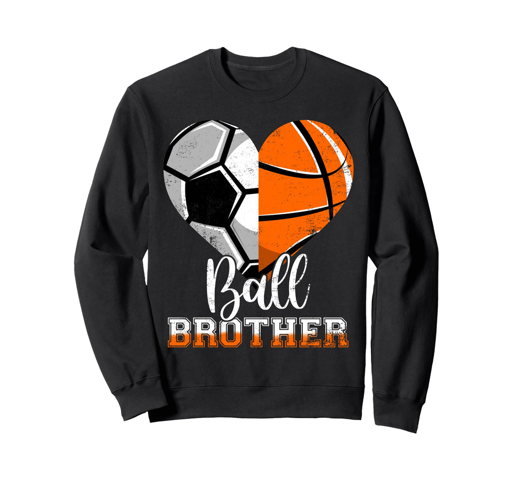 Ball Brother Heart Funny Soccer Sweatshirt - Minimalist Print for Adults