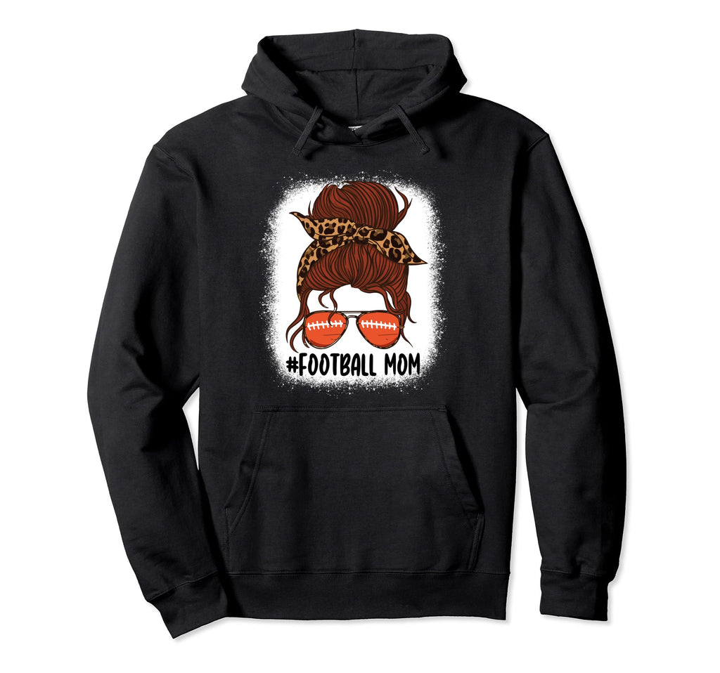 Messy Bun Football Mom Life Leopard Hoodie - Minimalist Print Men Women