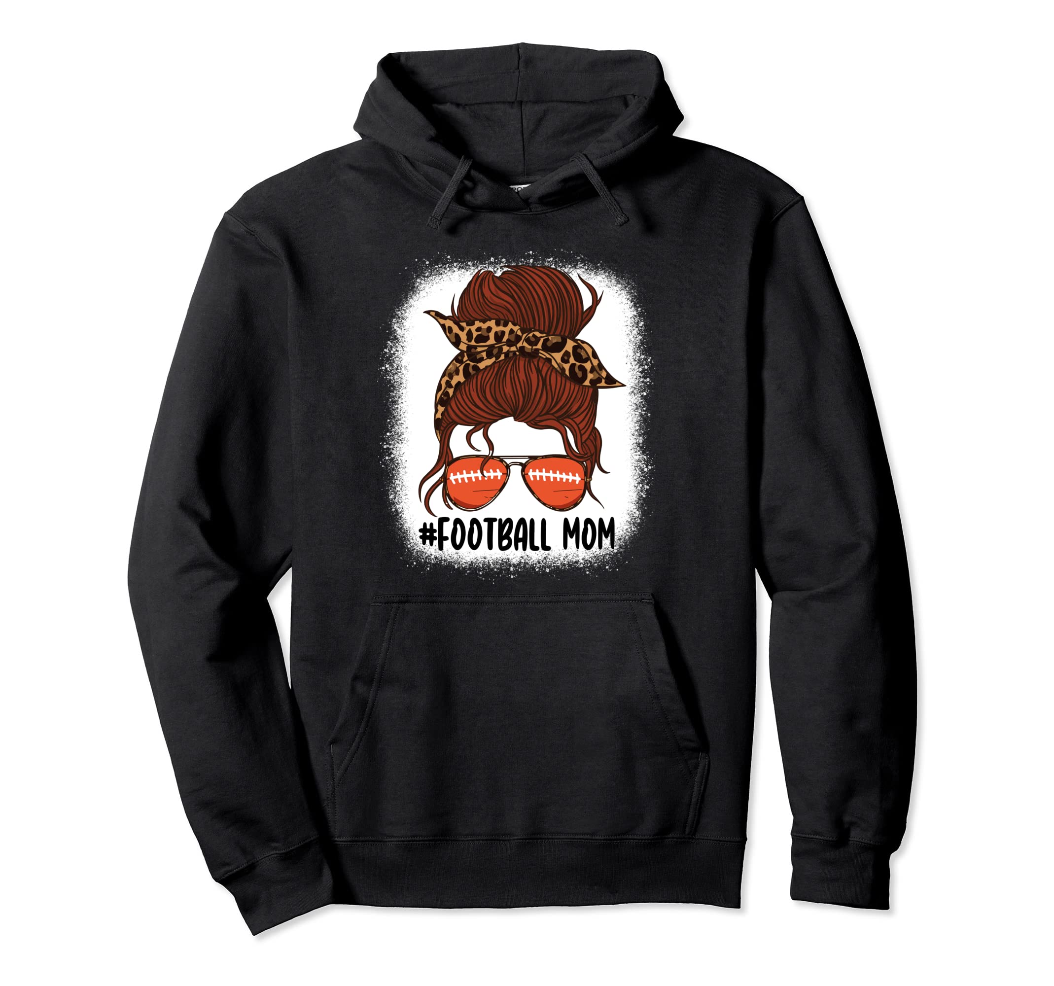 Messy Bun Football Mom Life Leopard Hoodie - Minimalist Print Men Women