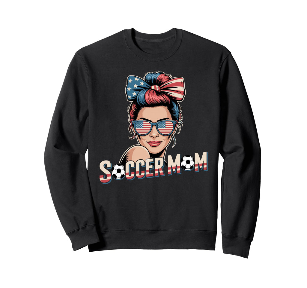 Patriotic Soccer Mom American Flag Sweatshirt - Graphic Print for Adults