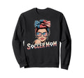 Patriotic Soccer Mom American Flag Sweatshirt - Graphic Print for Adults
