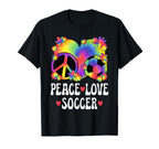 Peace Love Soccer Lover 60S 70S Hippie T-Shirt - Trendy Graphic for Adults