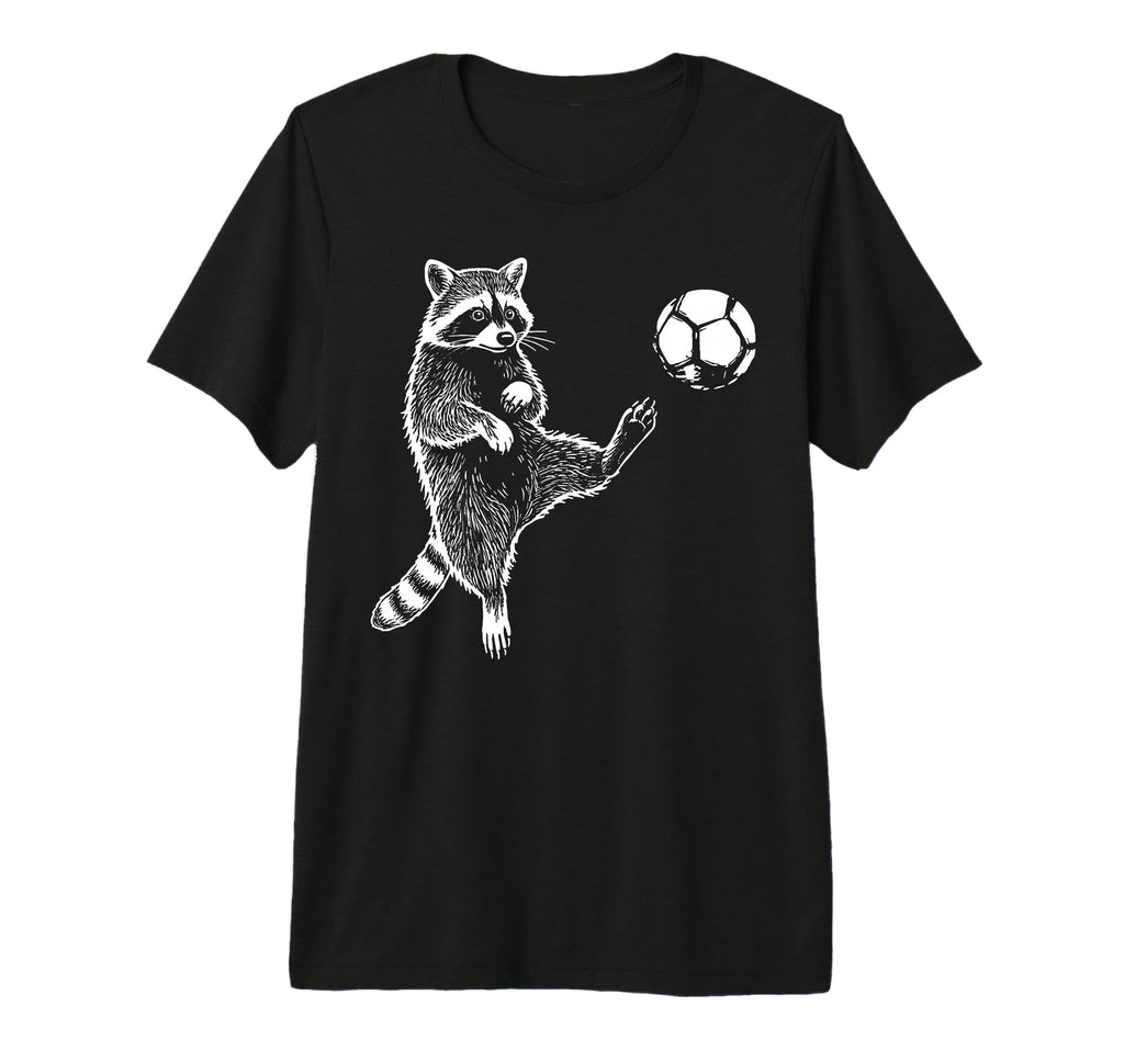 Funny Raccoon Soccer Balls Player T-Shirt - Custom Art Print for Adults
