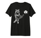 Funny Raccoon Soccer Balls Player T-Shirt - Custom Art Print for Adults