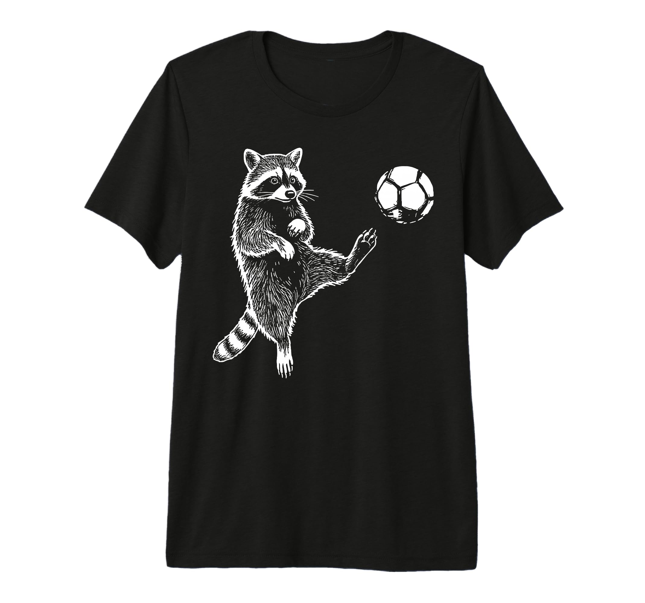 Funny Raccoon Soccer Balls Player T-Shirt - Custom Art Print for Adults