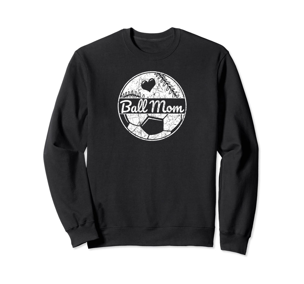 Ball Mom Half Soccer Half Baseball Mom Sweatshirt - Trendy Graphic Unisex