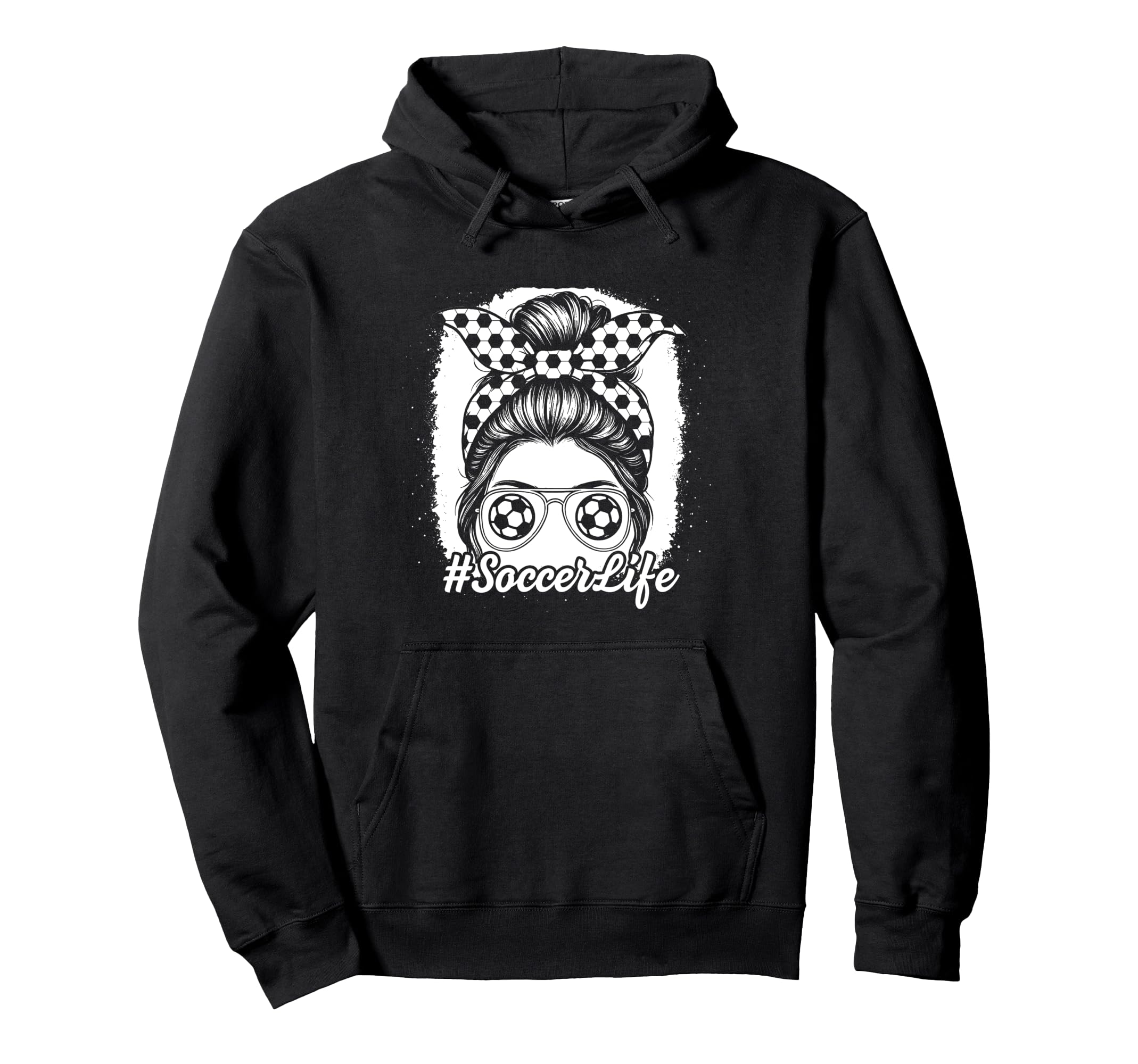 Soccer Life Messy Bun Football Ball Hoodie - Minimalist Print for Adults