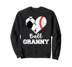 Ball Granny Heart Funny Soccer Sweatshirt - Aesthetic Graphic for Adults