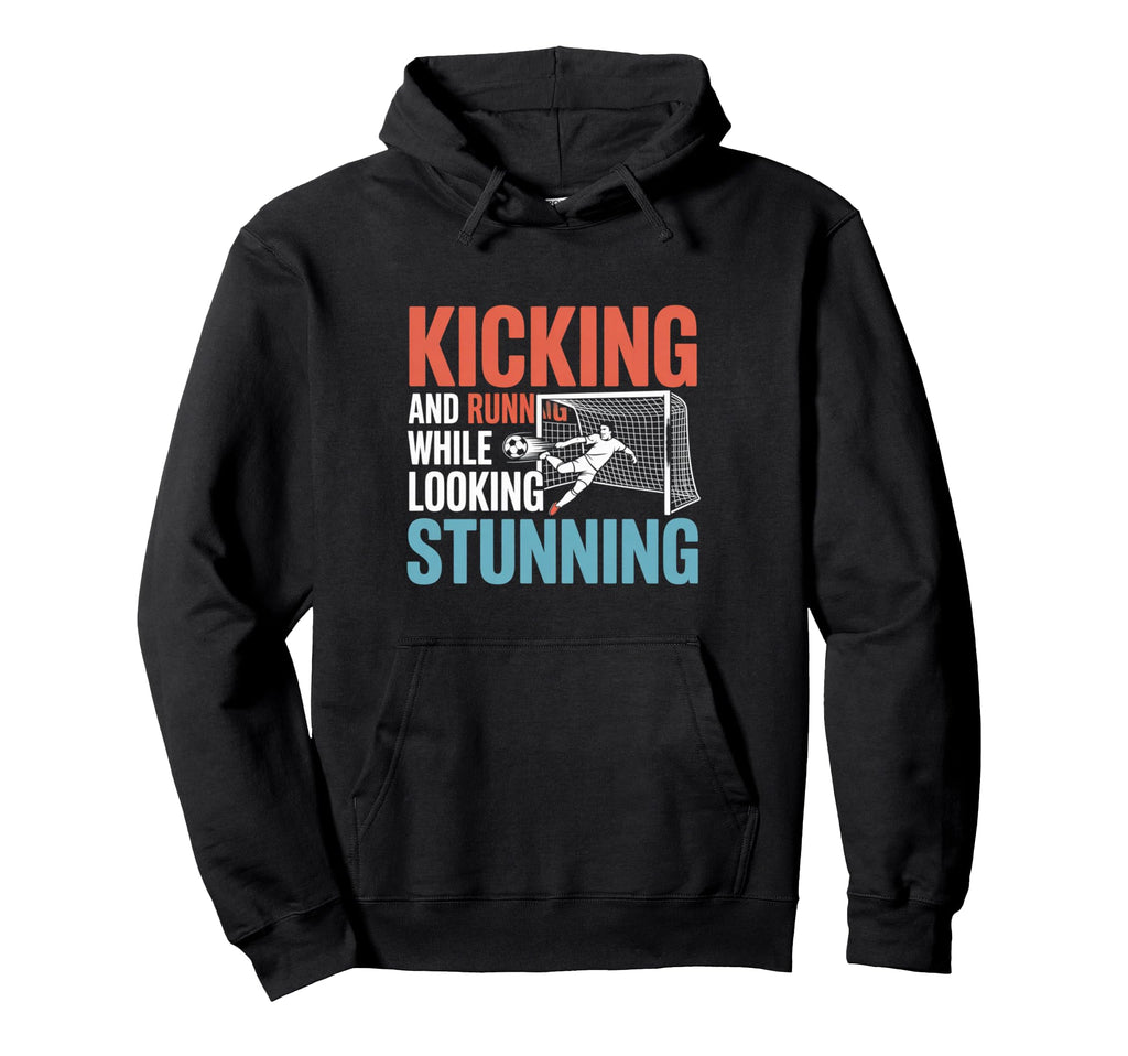 Soccer Kicking And Running While Hoodie - Fun Novelty Design for Adults