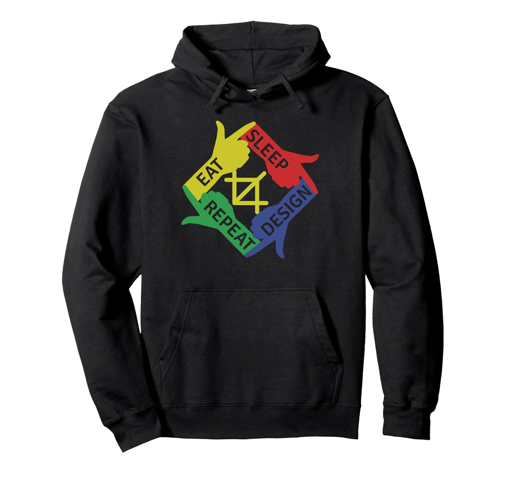 Eat Sleep Repeat Funny Designer Gift Hoodie - Graphic Print for Adults