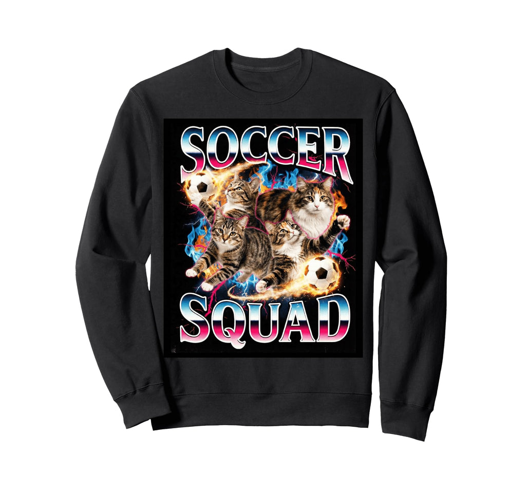 Soccer Squad Funny Cat Meme 90S Sweatshirt - Custom Art Print for Adults