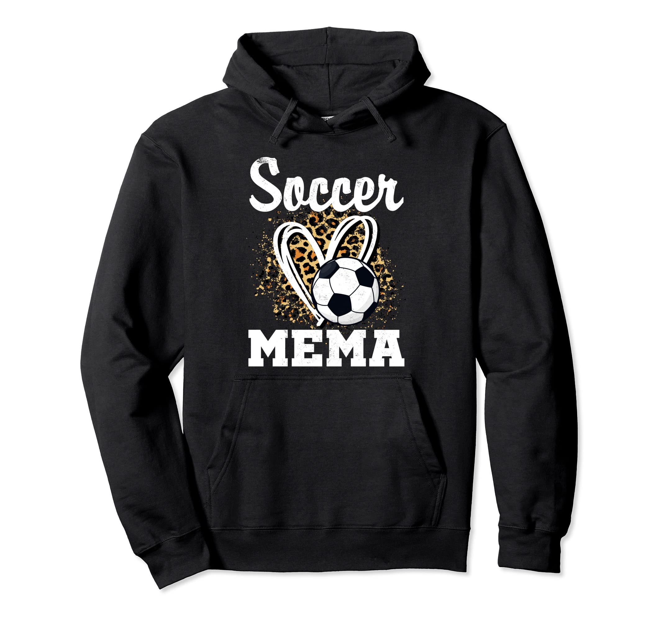 Soccer Grandma Leopard Heart Soccer Fan Hoodie - Trendy Graphic for Adults
